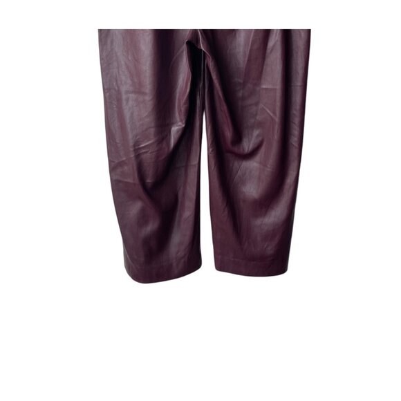 Chico’s Wide Leg Faux Leather Pants Size XL Crop Ankle Burgundy Preppy Mob Wife - Picture 6 of 9